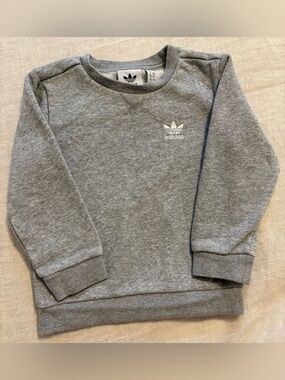 Adidas Embroidered Trefoil Grey Crewneck Sweatshirt 3-4Y